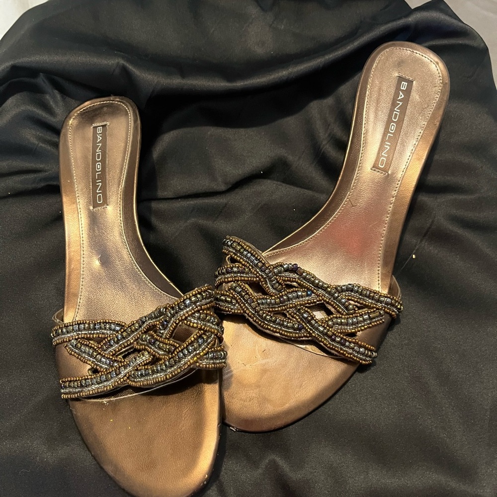 Bandolino Women's Metallic Sandals with Beaded Straps